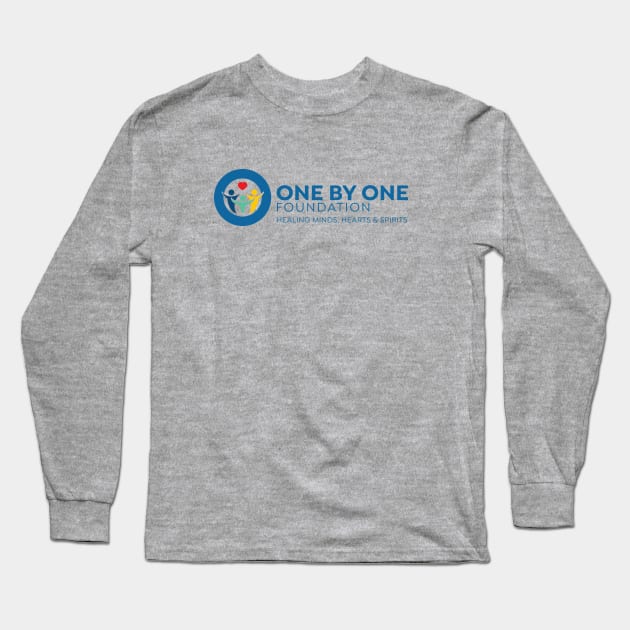 One By One Blue logo in landscape with tagline Long Sleeve T-Shirt by onebyonefoundation